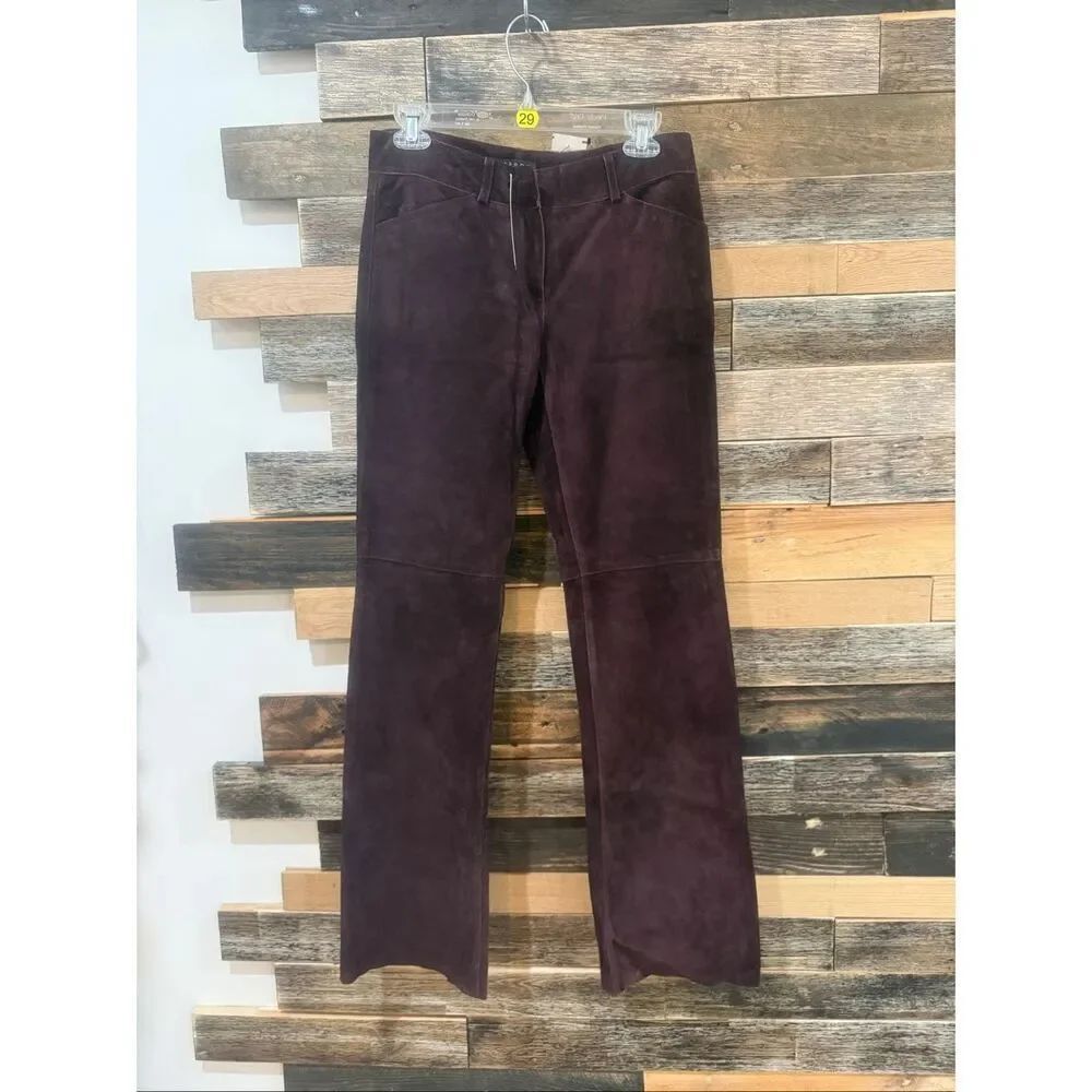 Theory NWT Pants Women's Merlot Suede Leather Fully Lined Bootcut size 4